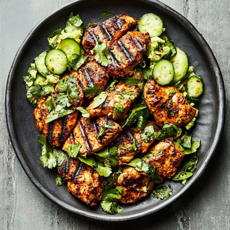 Grilled Curry Chicken with Smashed Cucumber Salad