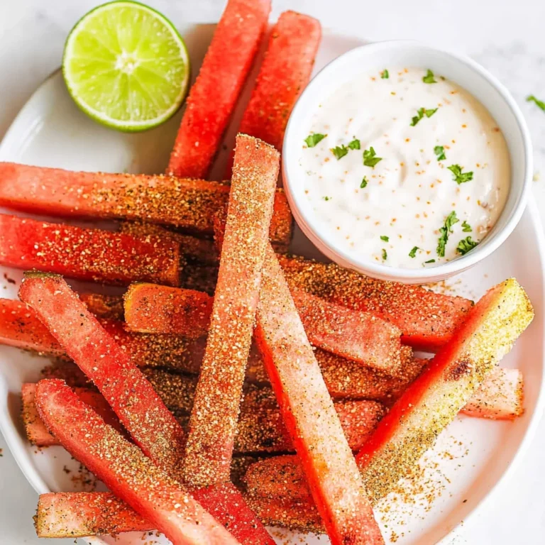 Spicy Watermelon Fries with Coconut Lime Dipping Sauce