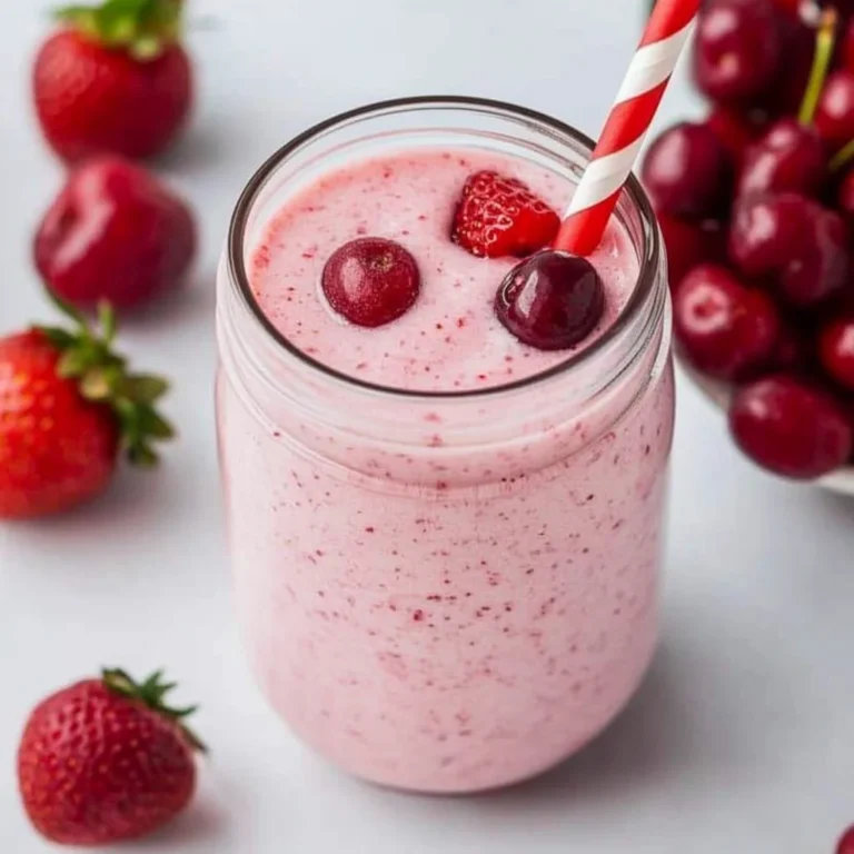 5-Minute Strawberry Cherry Smoothie with Greek Yogurt