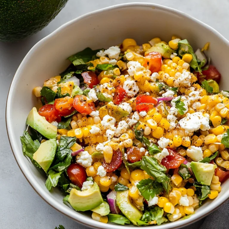 Grilled Corn Salad with Avocado, Goat Cheese & Hot Honey Vinaigrette