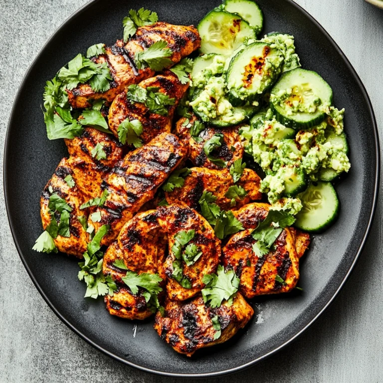 Grilled Curry Chicken with Smashed Cucumber Salad