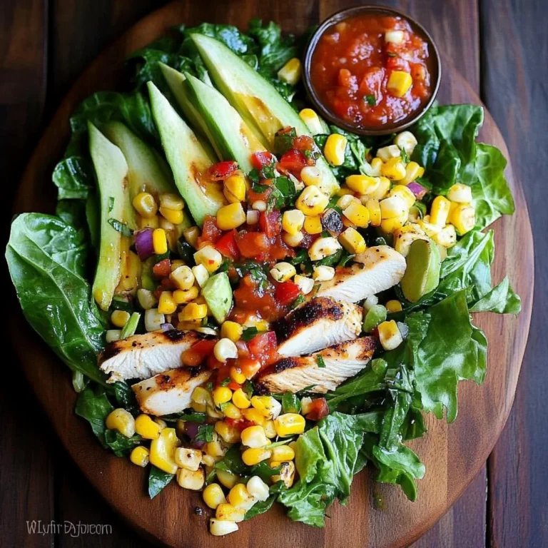 Grilled Romaine, Corn and Chicken Salad with Salsa Dressing