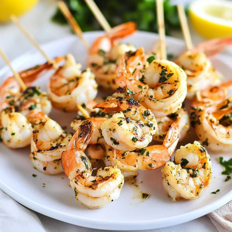 Lemon Garlic Grilled Shrimp Skewers