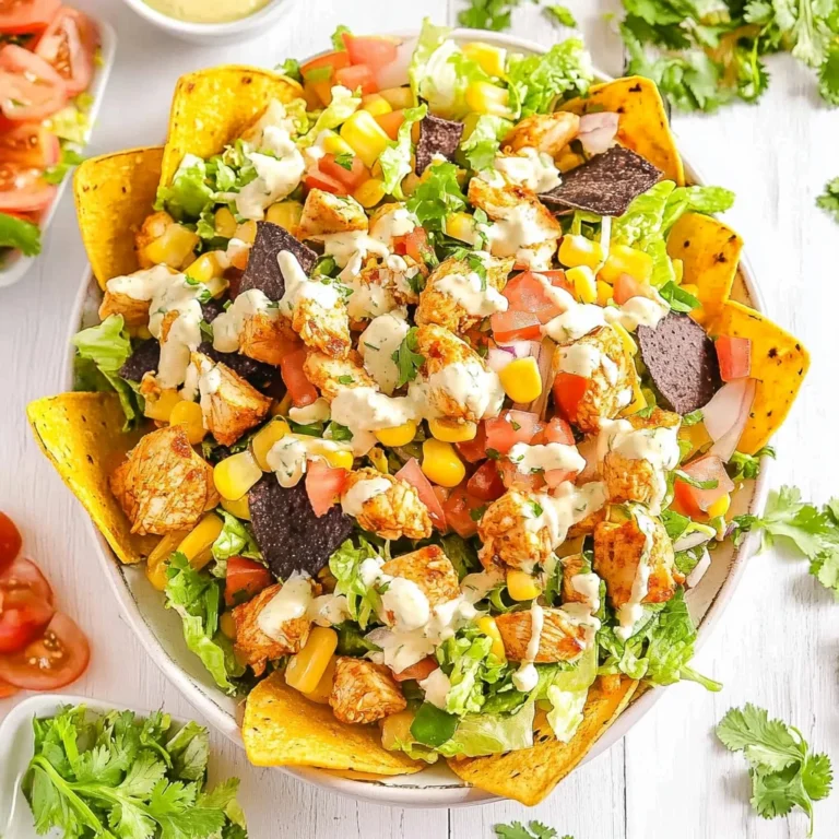 Loaded Chicken Taco Salad with Creamy Lime-Cilantro Dressing