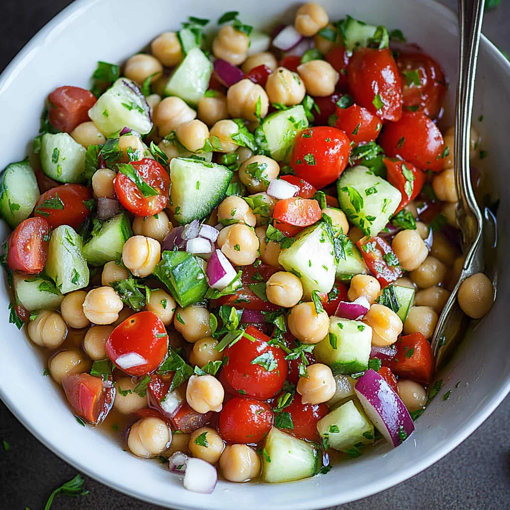Marinated Chickpeas with Tomatoes and Cucumber