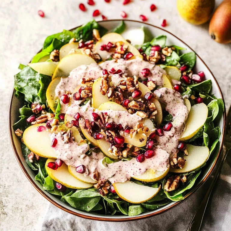 Pear Salad with Creamy Pomegranate Dressing