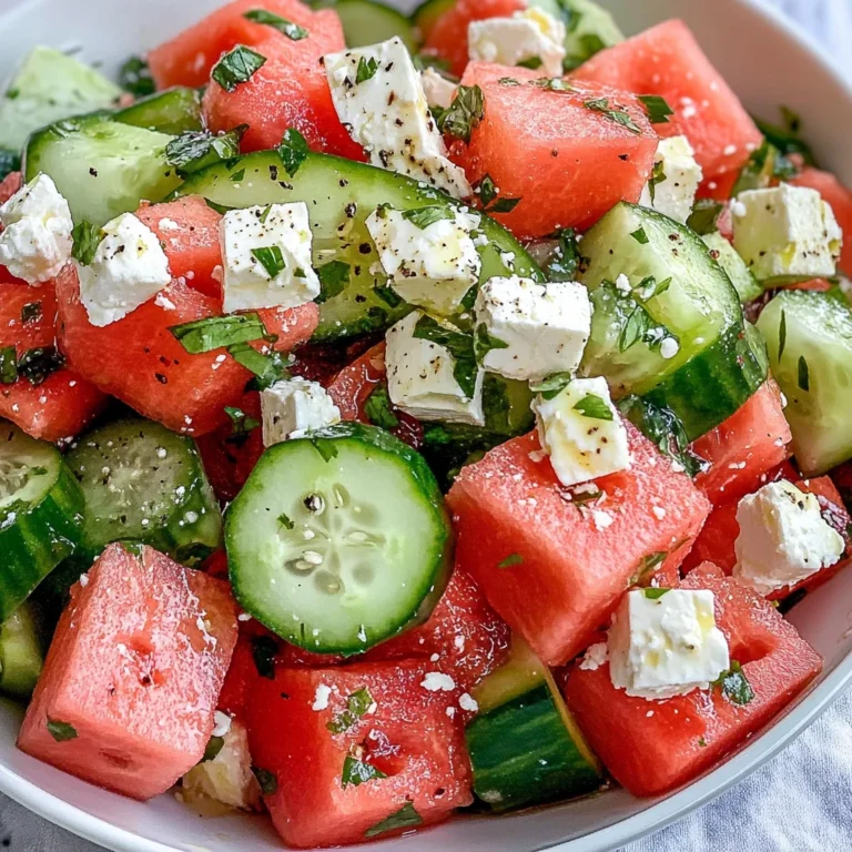 SIMPLE Watermelon + Cucumber + Feta Salad