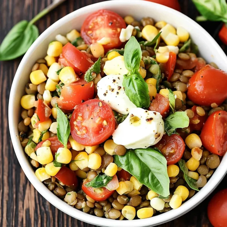 Summer Lentil Salad with Corn, Tomatoes, Mozzarella & Basil