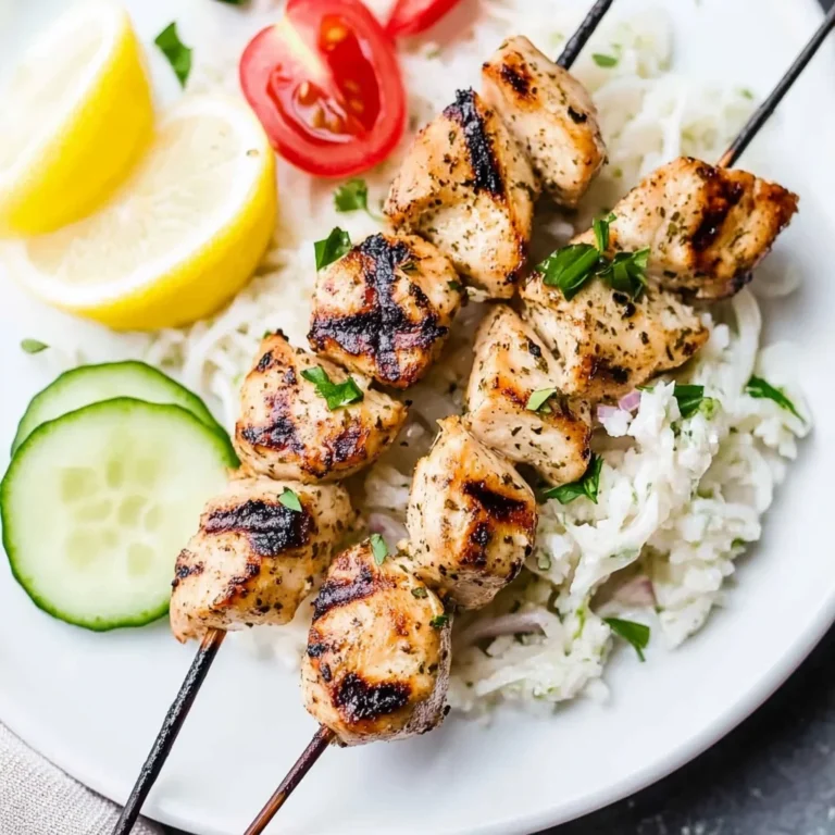 Grilled Chicken Kabobs with Cucumber Yogurt Sauce
