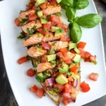 Grilled Salmon Bruschetta with Avocado