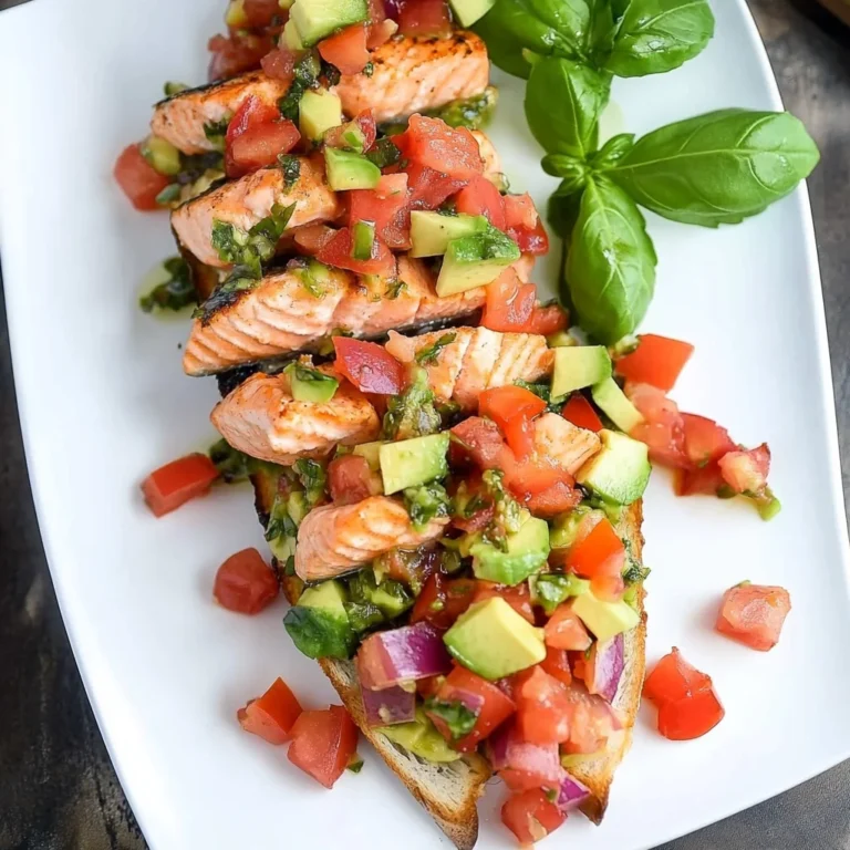 Grilled Salmon Bruschetta with Avocado