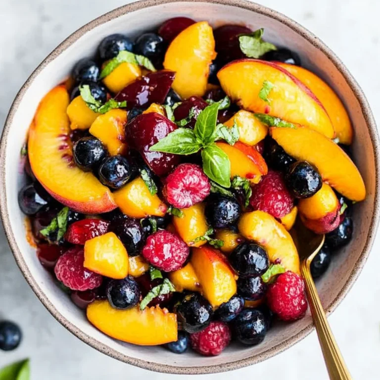 Honey Lime Basil Peach Fruit Salad