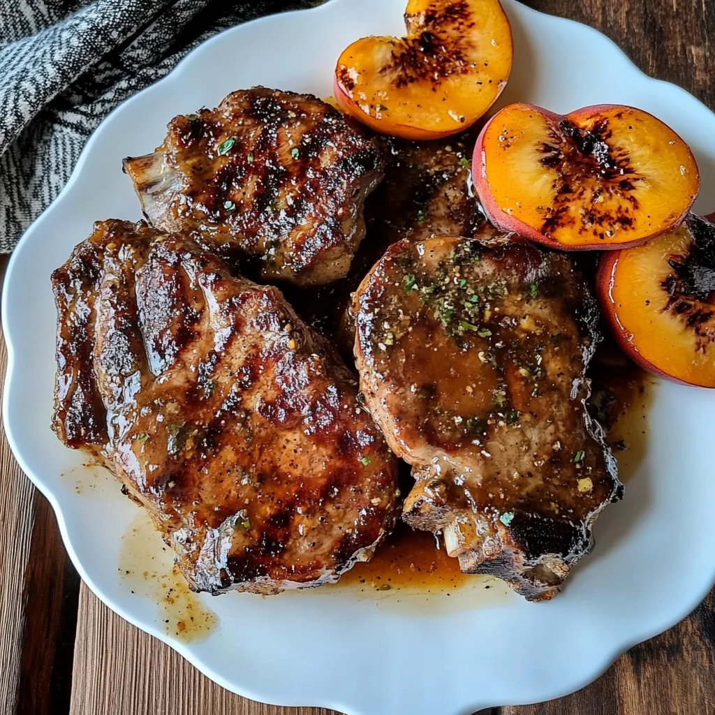Juicy Grilled beef Chops with Spicy Peach Glaze