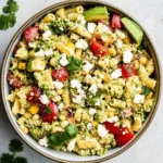 Street Corn Pasta Salad with Cilantro Pesto & Goat Cheese