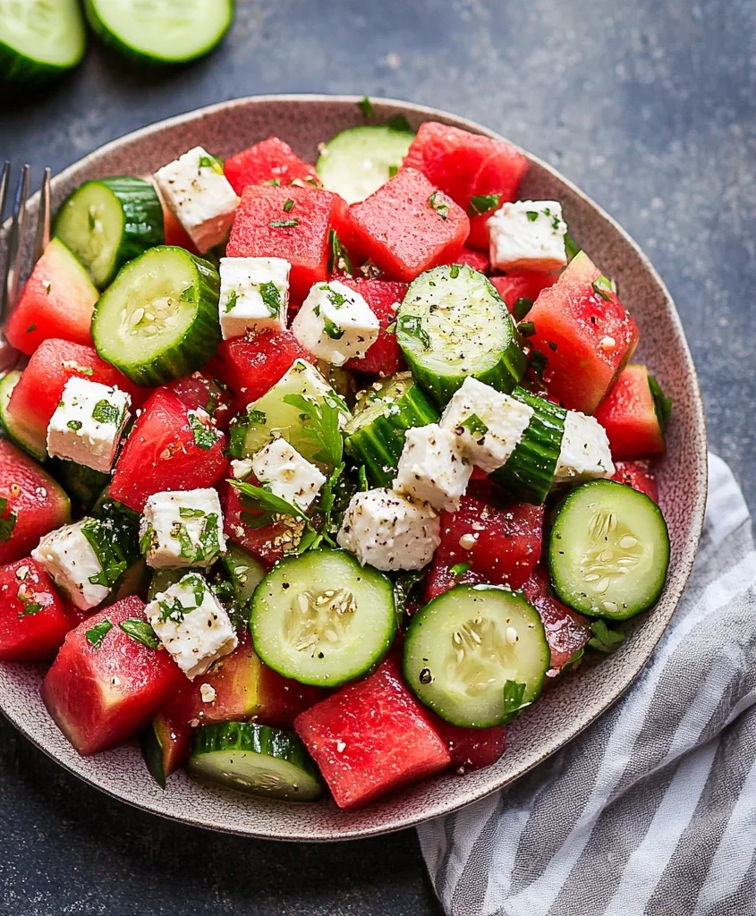 Watermelon Cucumber Salad Recipe