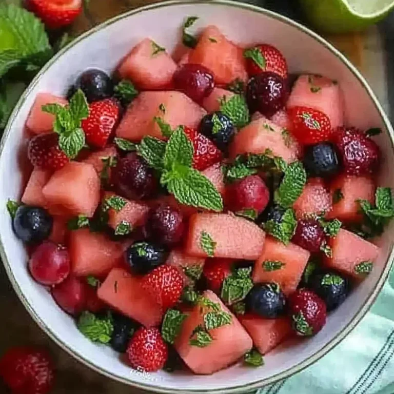Watermelon Fruit Salad with Lime Mint Dressing