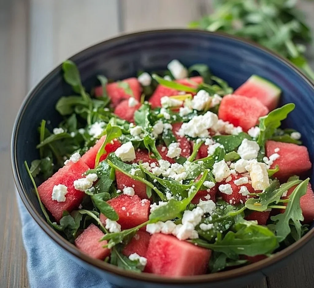 Watermelon Salad with Arugula, Feta, & Fresh Herbs