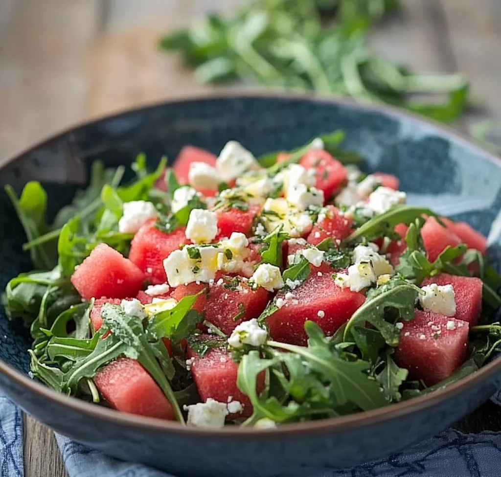 Watermelon Salad with Arugula, Feta, &amp; Fresh Herbs