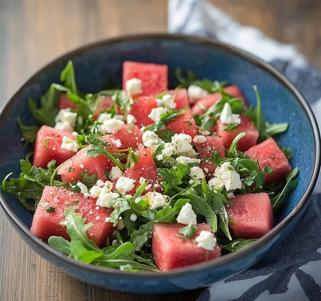 Watermelon Salad with Arugula, Feta, &amp; Fresh Herbs