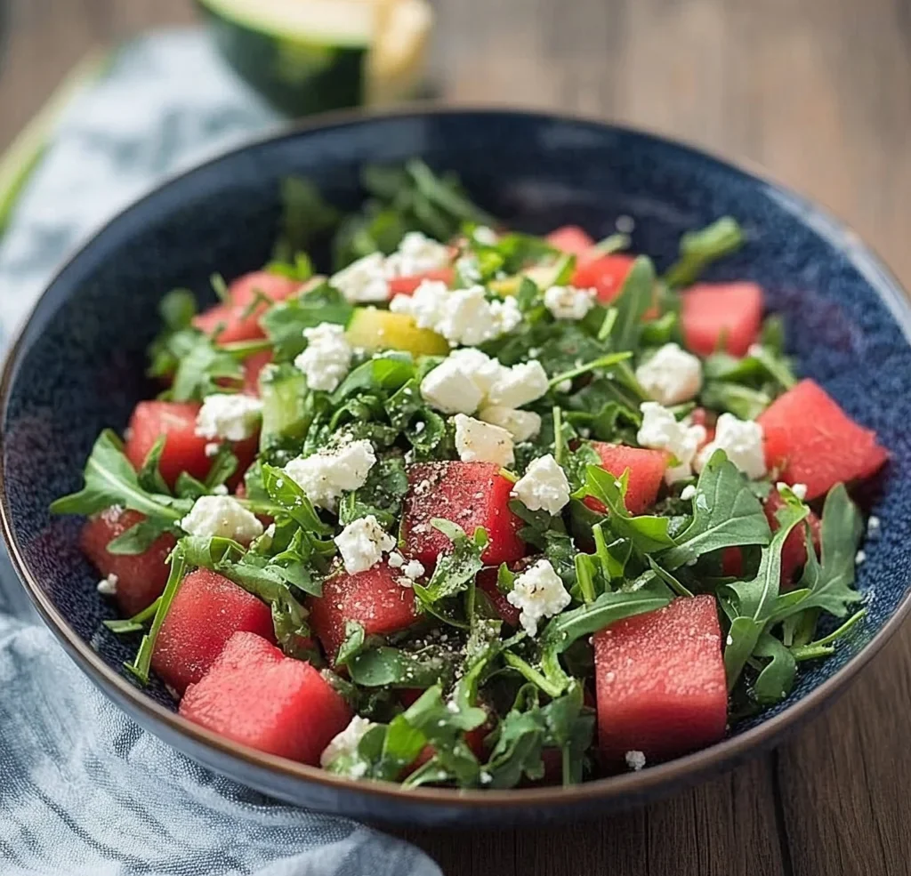 Watermelon Salad with Arugula, Feta, &amp; Fresh Herbs