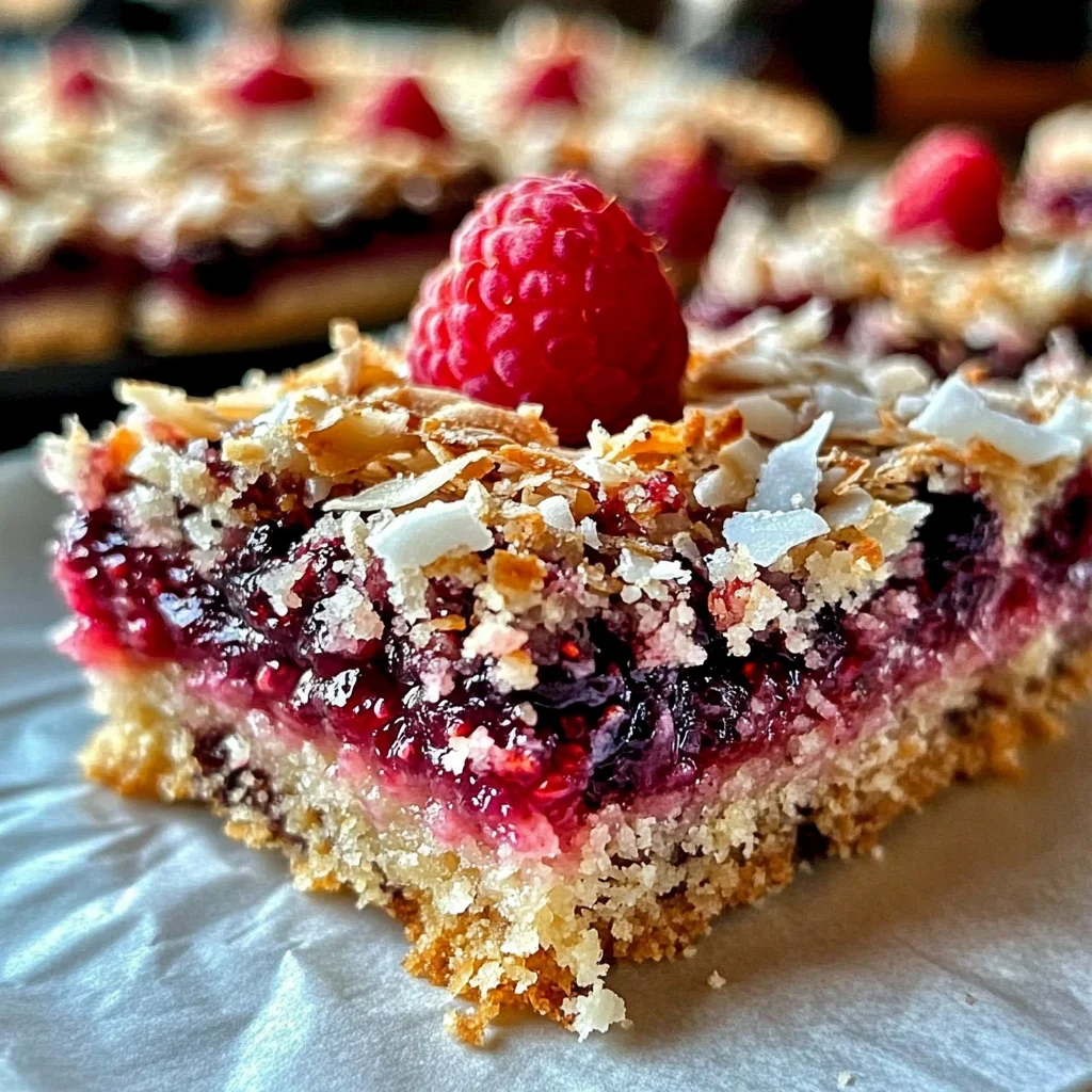 Raspberry Coconut Magic Bars