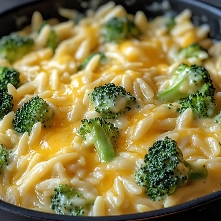 Creamy One-Pot Broccoli Cheddar Orzo
