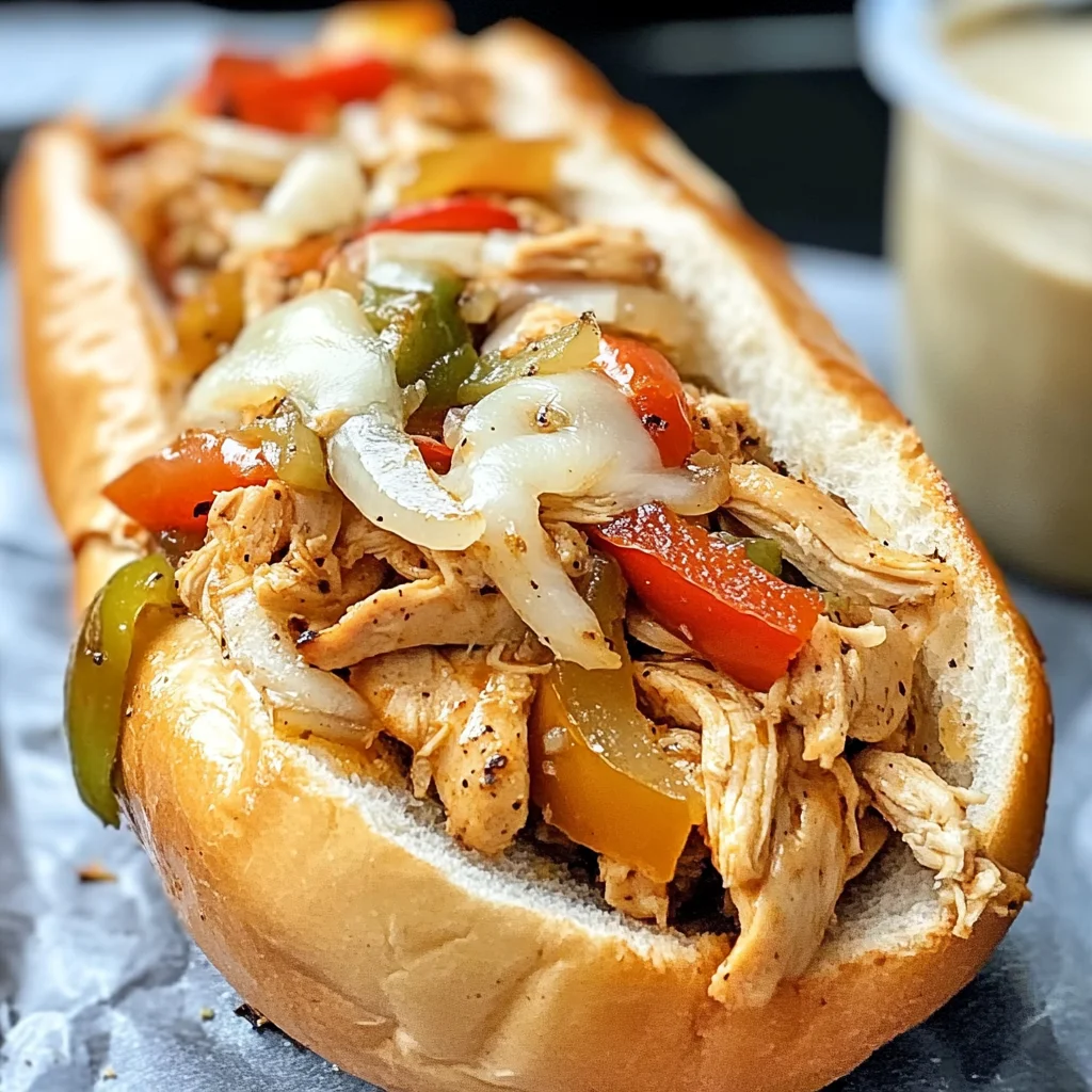 Healthy Crockpot Chicken Philly Cheesesteak Recipe