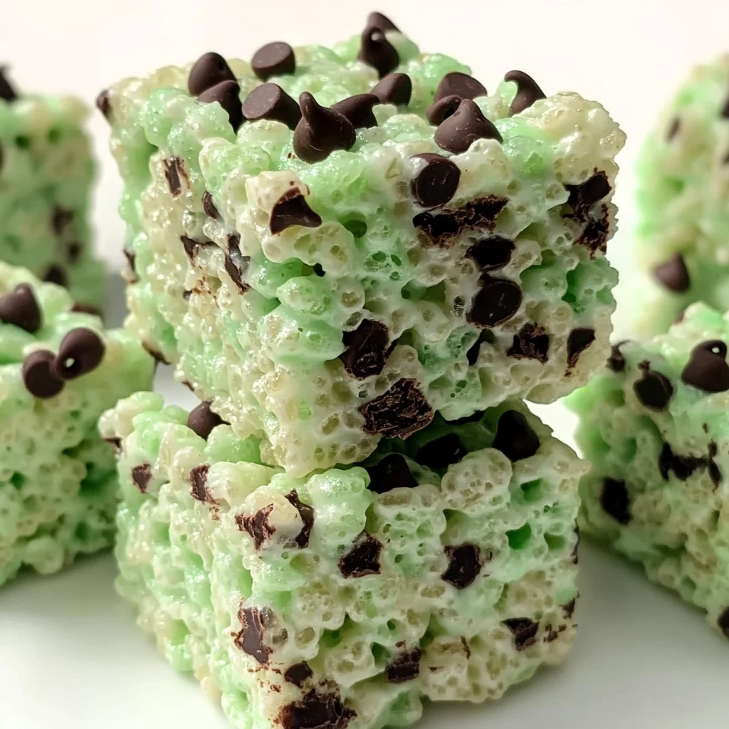 Mint Chocolate Chip Rice Krispie Treats