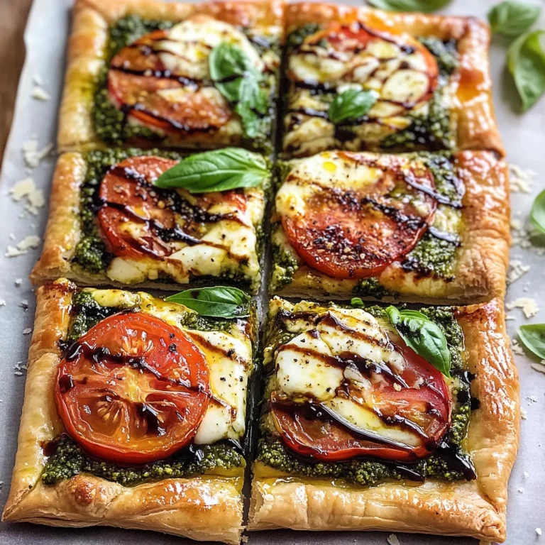Pesto Caprese Puff Pastry Pizza