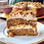 Pumpkin Cake with Cream Cheese and Streusel Topping
