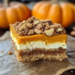 Pumpkin Cheesecake Bars with Walnut Crust and Streusel Topping